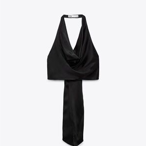Zara Elegant Black Halter Top with open tie back